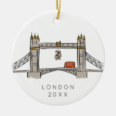 Tower Bridge London Double Decker Kerstfoto Keramisch Ornament (Voorkant)