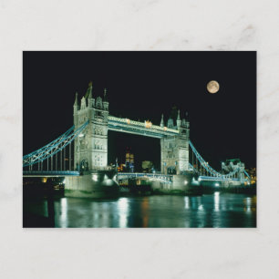 Tower Bridge 's nachts, Londen, Engeland Briefkaart