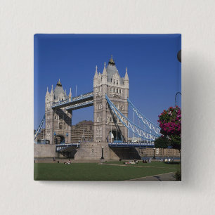 Tower Bridge, Theems, Londen, Engeland Vierkante Button 5,1 Cm