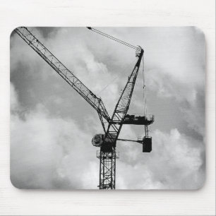 Tower Crane - zwart en wit Muismat