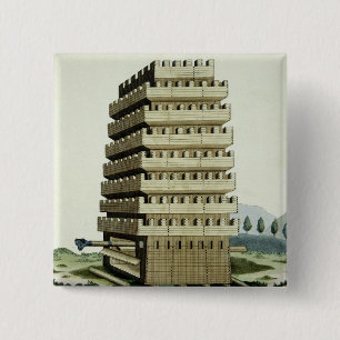 Tower met externe galerijen en een extra vierkante button 5,1 cm