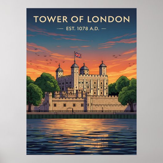 Tower of London at sunset Poster (Voorkant)