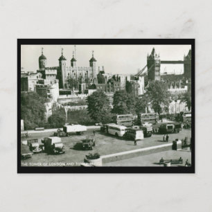 Tower of London en Bridge, Vintage van Engeland Briefkaart