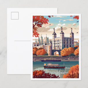 Tower of London Engeland Kunst reisillustratie Briefkaart