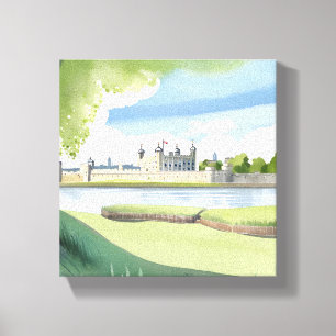 Tower of London Waterverf landschap VK Canvas Afdruk