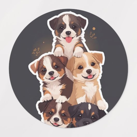 Tower of Puppies - Schattigee en gezonde huisdiere Labels (Design 1)