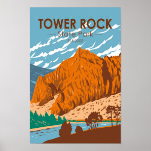 Tower Rock State Park Montana Retro Poster