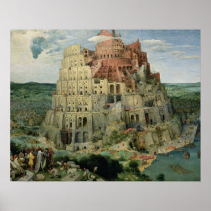 Tower van Babel, 1563 (olie op het paneel) Poster