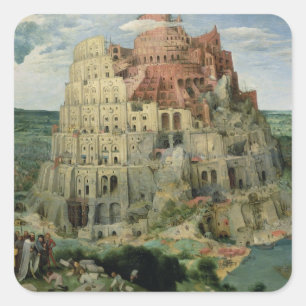 Tower van Babel, 1563 (olie op het paneel) Vierkante Sticker