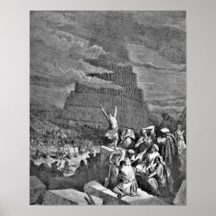 Tower van Babel Gustave Dore Illustration Poster