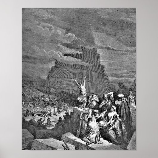 Tower van Babel Gustave Dore Illustration Poster (Voorkant)