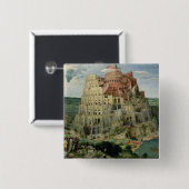 Tower van Babel Vierkante Button 5,1 Cm (Voorkant /achterkant)