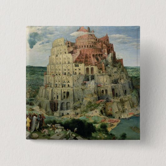 Tower van Babel Vierkante Button 5,1 Cm (Voorkant)