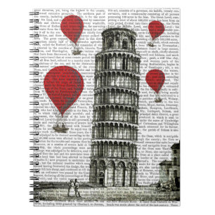 Tower van Pisa en Red Hot Air-ballonnen Notitieboek