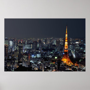 Tower van Tokyo bij nacht Poster