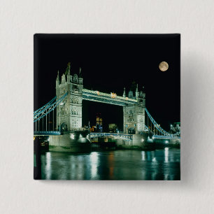 Towerbrug bij Night, Londen, Engeland Vierkante Button 5,1 Cm