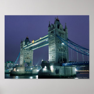 Towerbrug 's nachts, Londen, Engeland Poster