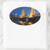 Towerbrug - Sacramento, CA Ovale Sticker (Tas)