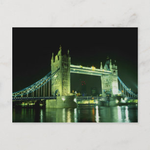 Towerbrug verlicht 's avonds, Londen, E Briefkaart