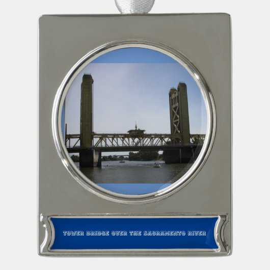 Towerbrug Verzilverd Banner Ornament (Voorkant)