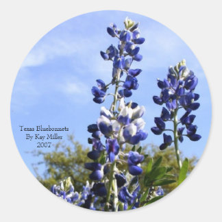 Towering Texas Blue Bonnets Ronde Sticker