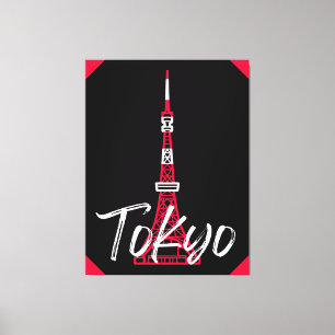 Towerschets van Tokio Minato, Tokio, Japan Canvas Afdruk