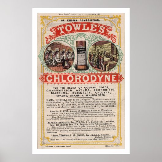 Towles Cholera Cure Advertisement Poster (Voorkant)