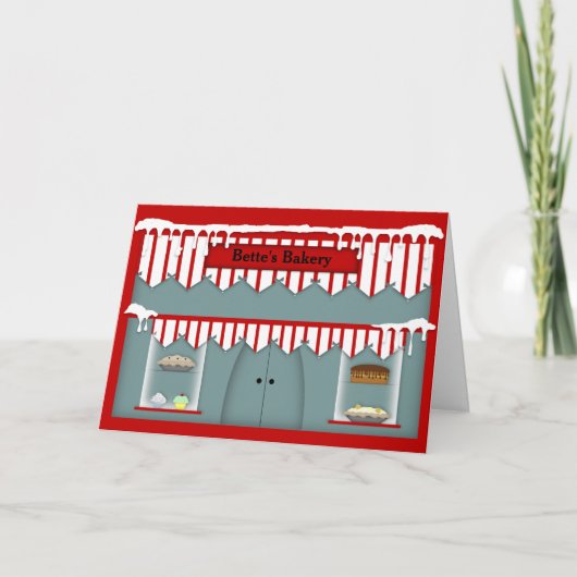 Town Bakery Nom personnalisé Carte de Noël (Devant)