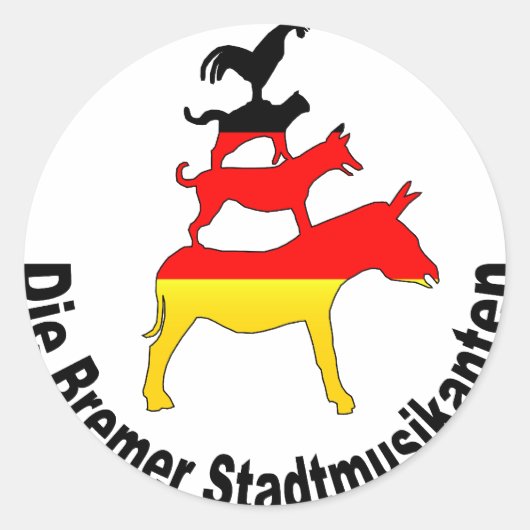 Town Musicians of Bremen Ronde Sticker (Voorkant)
