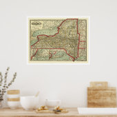 Town & Railroad New York Map 1888 Poster (Keuken)