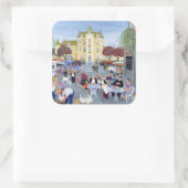 Town Square in Bourgogne Vierkante Sticker (Tas)