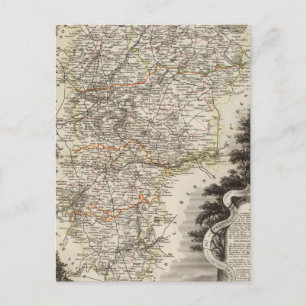 Towns en steden tonen Kleur langs grenzen Briefkaart