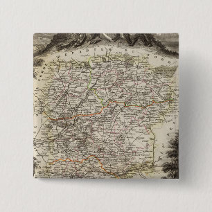 Towns en steden tonen Kleur langs grenzen Vierkante Button 5,1 Cm