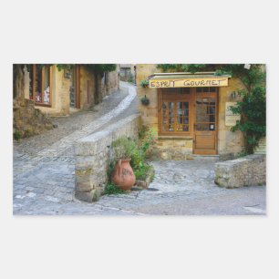 Townscape in Dordogne, Franse rechthoekige sticker