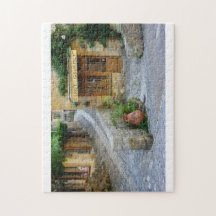 Townscape met winkel in Dordogne, Frankrijk