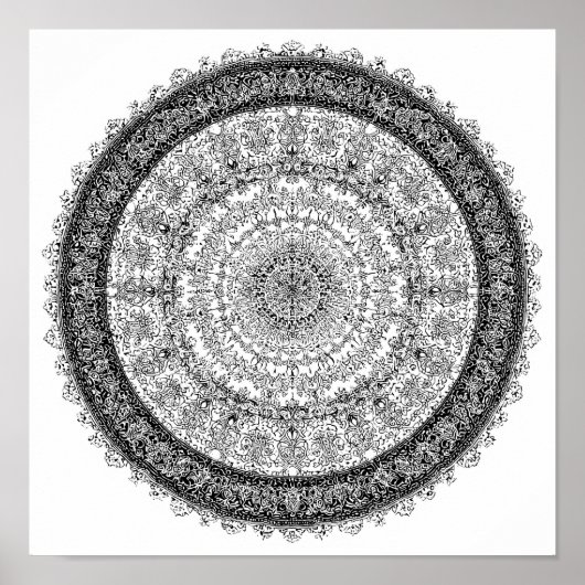 Toxic Beauty Fractal Rust Mandala Template Poster (Voorkant)
