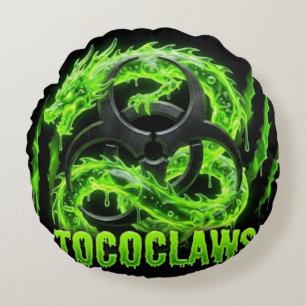Toxic Claws Biohazard Dragon - Neon Groen Slijm Rond Kussen