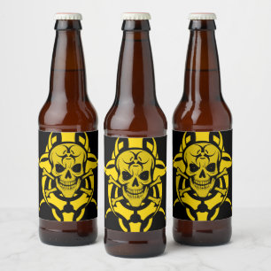 Toxic Grinning Bio Hazard Skull Bier Etiket