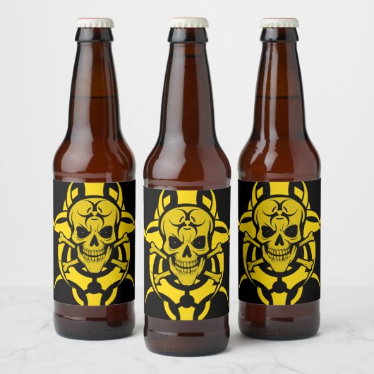 Toxisch grijpen Bio Hazard Schedel Bier Etiket (Flessen)