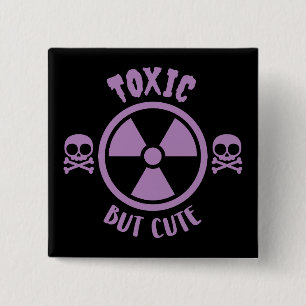 Toxisch maar Schattige waarschuwingssignaal Vierkante Button 5,1 Cm