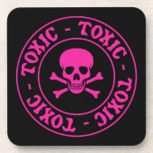 Toxische roze schedel en kruisbeenderen bier onderzetter (Voorkant)