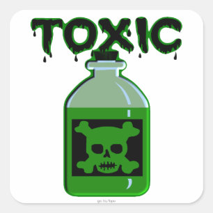 Toxische schedel en kruisgraten groene giffles vierkante sticker
