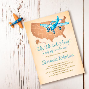 Toy Avion Vintage voyage Carte Baby shower garçon
