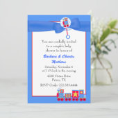 Toy Train Baby Boy Couple's Shower Invitation (Debout devant)