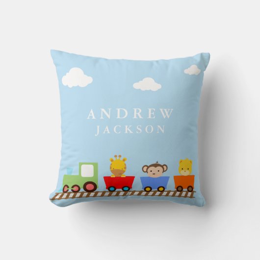 Toy Train Baby Boy Nursery Coussin (Recto)