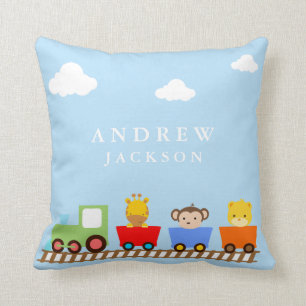Toy Train Baby Boy Nursery Coussin
