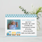 Toy Train Blue Faire-part de naissance (Debout devant)