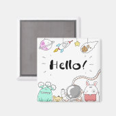 Toys Astronaut Rocket Planet Galaxy Alien Monster. Magneet (Voorkant / Achterkant)