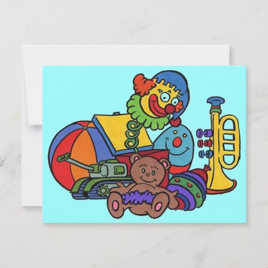 TOYS BIRTHDAY PARTIJ INVITATION JACK-IN-THE-BOX KAART (Voorkant)