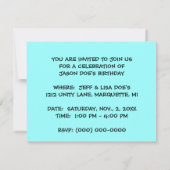 TOYS BIRTHDAY PARTIJ INVITATION JACK-IN-THE-BOX KAART (Achterkant)